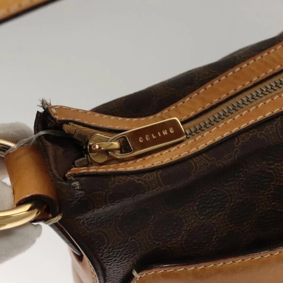 CELINE Macadam Canvas Shoulder Bag PVC Leather Brown Gold Auth 117957 - Picture 12 of 16